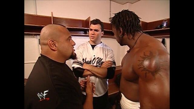 Booker T, Shane McMahon backstage Tazz