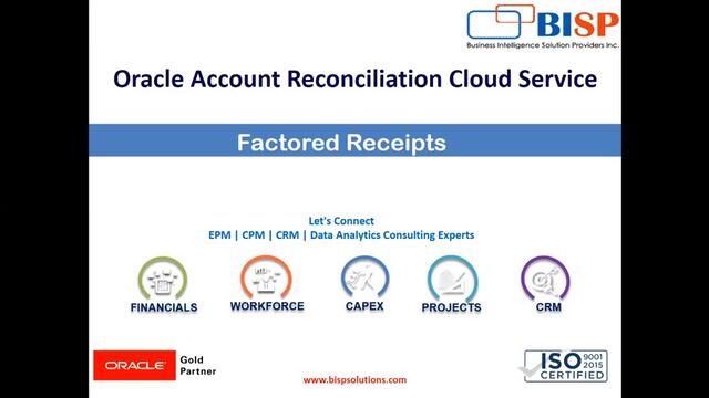 Oracle ARCS Factored Receipts | Oracle Account Reconciliation Cloud Server | Oracle ARCS Consulting