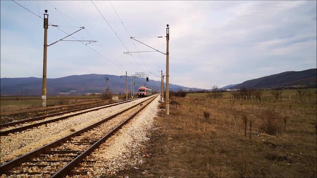 UNDER THE TRAIN: BDZ Siemens Desiro passing by Stambolovo Train stop in Bulgaria