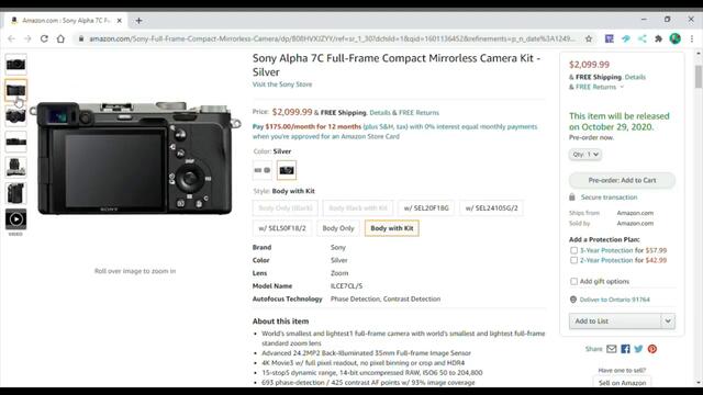 Sony Alpha 7C Full Frame Compact Mirrorless Camera Kit