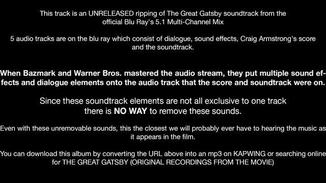 100$ Bills (Theatrical Version) RARE - The Great Gatsby Score