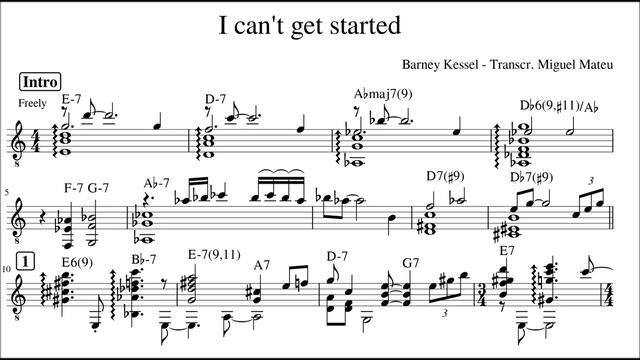 Barney Kessel - I Can't Get Started Transcription