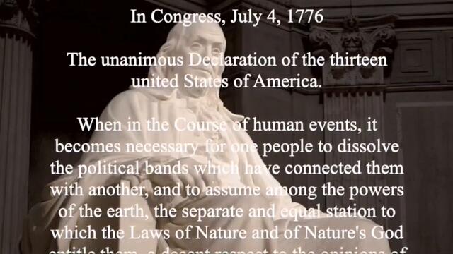 Full Declaration of Independence read in Benjamin Franklin's 18th century English