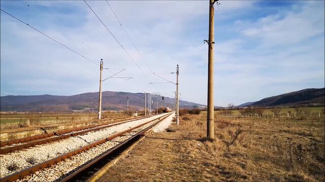 BDZ Passenger Trains passing by Stambolovo Train stop in Bulgaria