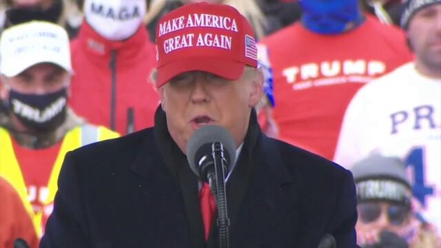 NEW VIDEO: President Trump speaks on cars with Trump flags swarming Biden bus in Texas