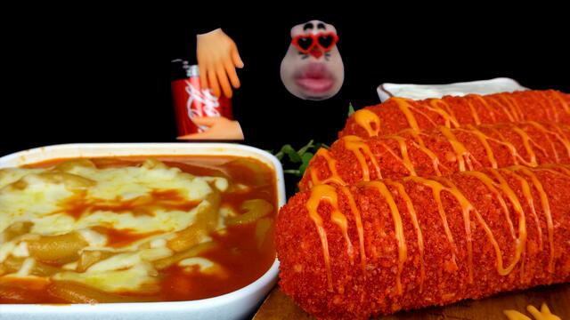 ASMR MUKBANG Giant Cheetos Sausage & Mozzarella Cheese Rice Noodle EATING SHOW (4K)