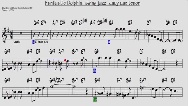 Easy sax tenor- Swing-[Fantastic dolphin]-Backingtrack  to 3:00