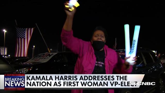 Kamala Harris addresses nation in first speech as vice president-elect