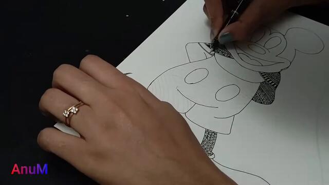 How to Draw Mickey Mouse in Mandala Art || Mandala Art || Cartoon Character ||