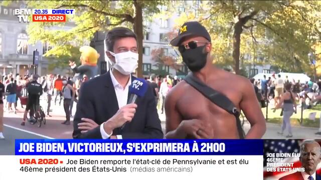 American man interrupts French news coverage after Presidential election