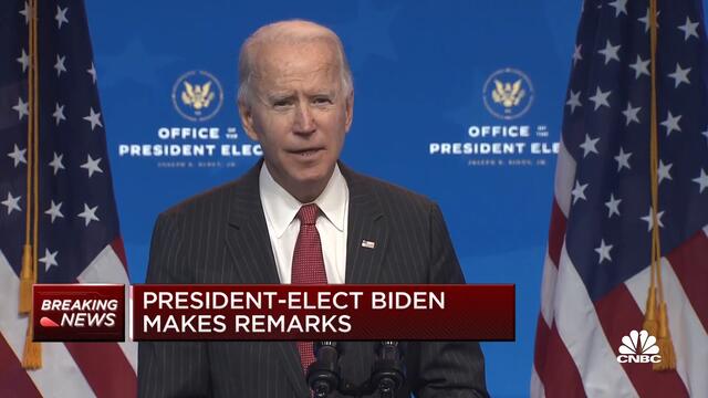 President-elect Joe Biden delivers remarks after meeting with governors