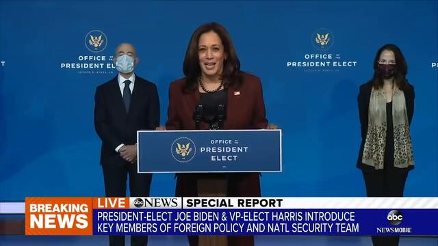 Vice President-elect Kamala Harris speaks