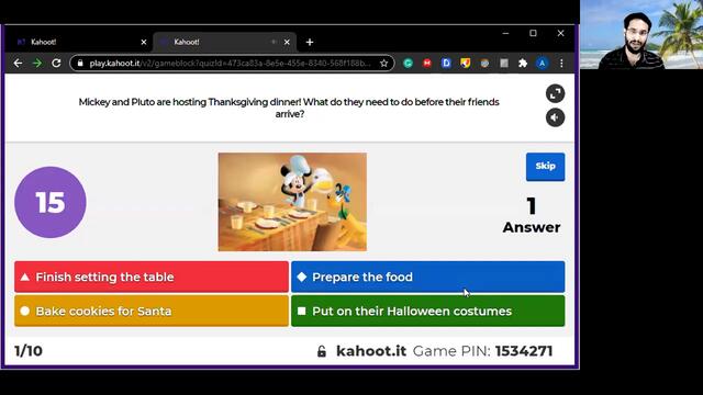 Kahoot Session on Thanksgiving by Mickey Mouse & Team