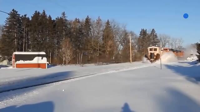 Trains Plowing Snow