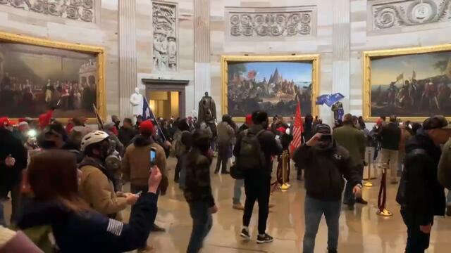 Supporters of US President Donald Trump enter the US Capitol | AFP