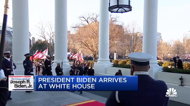 President Joe Biden arrives at the White House