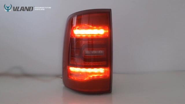 VLAND Full LED Tail Lights For Dodge RAM 1500 2009-2018 Red Sequential Turn Signals Rear Lamps