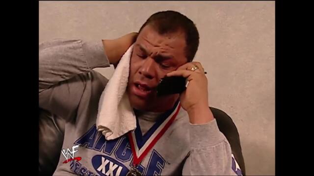 Kurt Angle talks to Mr. McMahon on the phone